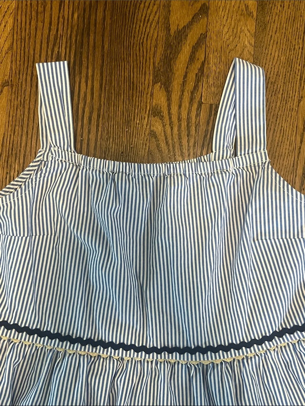 J. Crew Blue and White Striped Tiered Sundress